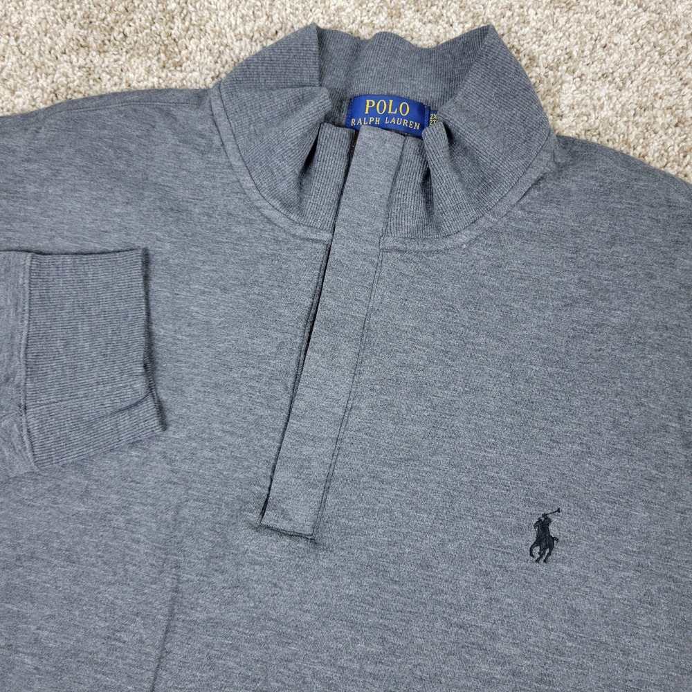 Polo Ralph Lauren Mens 2XLT Solid Gray Pony Performance Stretch Quarter Zip